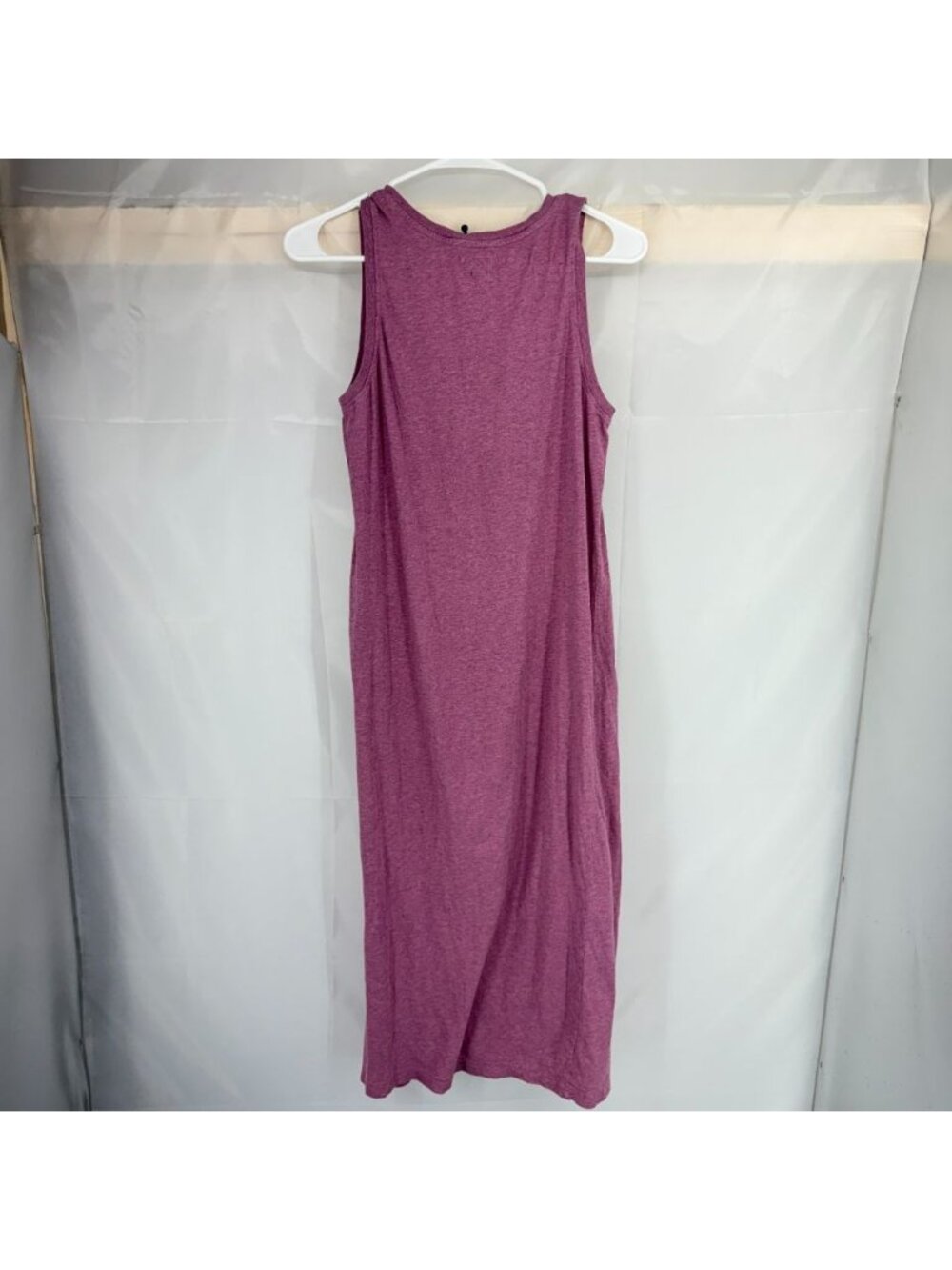 Pact Clothing Women M Tank Midi Dress Pink Purple Sleeveless Side Slit Stretch - Picture 3 of 9